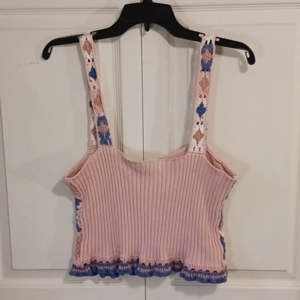 American Eagle granny square crocheted sweater tank - L - Picture 5 of 7